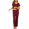Ekouaer Womens Nursing Pajamas Maternity Breastfeeding Pjs Sleepwear Layer Soft Postpartum Lounge Set Pregnancy Clothes(B Wine Red)