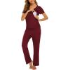 Ekouaer Womens Nursing Pajamas Maternity Breastfeeding Pjs Sleepwear Layer Soft Postpartum Lounge Set Pregnancy Clothes(B Wine Red)