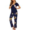 Ekouaer Womens Nursing Pajamas Maternity Breastfeeding Pjs Sleepwear Layer Soft Postpartum Lounge Set Pregnancy Clothes(Floral Navy Blue)