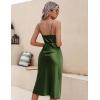 Ekouaer Womens Satin Nightgown Sexy Lingerie Sleepwear Spaghetti Strap Cowl Neck Elegant Long Slip Satin Silk Midi Dress(Army Green)
