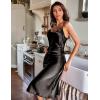 Ekouaer Womens Satin Nightgown Sexy Lingerie Sleepwear Spaghetti Strap Cowl Neck Elegant Long Slip Satin Silk Midi Dress(Black)