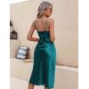 Ekouaer Womens Satin Nightgown Sexy Lingerie Sleepwear Spaghetti Strap Cowl Neck Elegant Long Slip Satin Silk Midi Dress(Blue Green)
