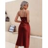 Ekouaer Womens Satin Nightgown Sexy Lingerie Sleepwear Spaghetti Strap Cowl Neck Elegant Long Slip Satin Silk Midi Dress(Burgundy)