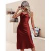 Ekouaer Womens Satin Nightgown Sexy Lingerie Sleepwear Spaghetti Strap Cowl Neck Elegant Long Slip Satin Silk Midi Dress(Burgundy)