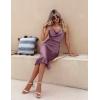 Ekouaer Womens Satin Nightgown Sexy Lingerie Sleepwear Spaghetti Strap Cowl Neck Elegant Long Slip Satin Silk Midi Dress(Dark Pink)