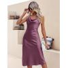 Ekouaer Womens Satin Nightgown Sexy Lingerie Sleepwear Spaghetti Strap Cowl Neck Elegant Long Slip Satin Silk Midi Dress(Dark Pink)