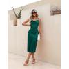 Ekouaer Womens Satin Nightgown Sexy Lingerie Sleepwear Spaghetti Strap Cowl Neck Elegant Long Slip Satin Silk Midi Dress(Green)