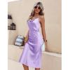Ekouaer Womens Satin Nightgown Sexy Lingerie Sleepwear Spaghetti Strap Cowl Neck Elegant Long Slip Satin Silk Midi Dress(Lavender)