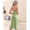 Ekouaer Womens Satin Nightgown Sexy Lingerie Sleepwear Spaghetti Strap Cowl Neck Elegant Long Slip Satin Silk Midi Dress(Light Green)