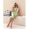 Ekouaer Womens Satin Nightgown Sexy Lingerie Sleepwear Spaghetti Strap Cowl Neck Elegant Long Slip Satin Silk Midi Dress(Light Green)