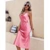 Ekouaer Womens Satin Nightgown Sexy Lingerie Sleepwear Spaghetti Strap Cowl Neck Elegant Long Slip Satin Silk Midi Dress(Light Pink)