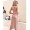 Ekouaer Womens Satin Nightgown Sexy Lingerie Sleepwear Spaghetti Strap Cowl Neck Elegant Long Slip Satin Silk Midi Dress(Pink)