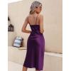 Ekouaer Womens Satin Nightgown Sexy Lingerie Sleepwear Spaghetti Strap Cowl Neck Elegant Long Slip Satin Silk Midi Dress(Purple)