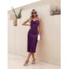 Ekouaer Womens Satin Nightgown Sexy Lingerie Sleepwear Spaghetti Strap Cowl Neck Elegant Long Slip Satin Silk Midi Dress(Purple)