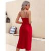Ekouaer Womens Satin Nightgown Sexy Lingerie Sleepwear Spaghetti Strap Cowl Neck Elegant Long Slip Satin Silk Midi Dress(Red)