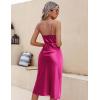 Ekouaer Womens Satin Nightgown Sexy Lingerie Sleepwear Spaghetti Strap Cowl Neck Elegant Long Slip Satin Silk Midi Dress(Rose Red)