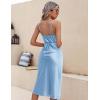 Ekouaer Womens Satin Nightgown Sexy Lingerie Sleepwear Spaghetti Strap Cowl Neck Elegant Long Slip Satin Silk Midi Dress(Sky Blue)