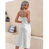 Ekouaer Womens Satin Nightgown Sexy Lingerie Sleepwear Spaghetti Strap Cowl Neck Elegant Long Slip Satin Silk Midi Dress(White)