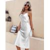 Ekouaer Womens Satin Nightgown Sexy Lingerie Sleepwear Spaghetti Strap Cowl Neck Elegant Long Slip Satin Silk Midi Dress(White)
