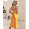 Ekouaer Womens Satin Nightgown Sexy Lingerie Sleepwear Spaghetti Strap Cowl Neck Elegant Long Slip Satin Silk Midi Dress(Yellow)