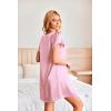 Ekouaer Women’s Satin Nightgown Short Sleeve Sleepdress V-Neck Sleepwear Loose Silk Sleepshirt(Pink)