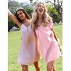 Ekouaer Women’s Satin Nightgown Short Sleeve Sleepdress V-Neck Sleepwear Loose Silk Sleepshirt(Pink)