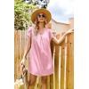 Ekouaer Women’s Satin Nightgown Short Sleeve Sleepdress V-Neck Sleepwear Loose Silk Sleepshirt(Pink)