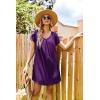 Ekouaer Women’s Satin Nightgown Short Sleeve Sleepdress V-Neck Sleepwear Loose Silk Sleepshirt(Purple)