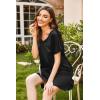 Ekouaer Women’s Satin Nightgowns V Neck Side Split Sleepshirt Short Sleeves Sleepwear Chest Pocket Nightshirt S-XXL(Black)
