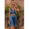 Ekouaer Women’s Satin Silk Nightgown V Neck Nightie Tank Sleepshirt Sleeveless Summer Dress Comfy Loungewear(Blue)