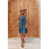 Ekouaer Women’s Satin Silk Nightgown V Neck Nightie Tank Sleepshirt Sleeveless Summer Dress Comfy Loungewear(Blue)