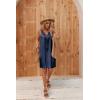 Ekouaer Women’s Satin Silk Nightgown V Neck Nightie Tank Sleepshirt Sleeveless Summer Dress Comfy Loungewear(Navy Blue)