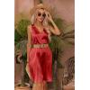 Ekouaer Women’s Satin Silk Nightgown V Neck Nightie Tank Sleepshirt Sleeveless Summer Dress Comfy Loungewear(Red)