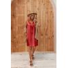 Ekouaer Women’s Satin Silk Nightgown V Neck Nightie Tank Sleepshirt Sleeveless Summer Dress Comfy Loungewear(Red)