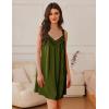 Ekouaer Women’s Satin Silk Nightgown V Neck Sexy Nightdress Tank Sleeveless Sleepshirt Lace Sleep Dress Nightwear S-XXXL(Army Green)