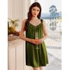 Ekouaer Women’s Satin Silk Nightgown V Neck Sexy Nightdress Tank Sleeveless Sleepshirt Lace Sleep Dress Nightwear S-XXXL(Army Green)