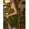 Ekouaer Women’s Satin Silk Nightgown V Neck Sexy Nightdress Tank Sleeveless Sleepshirt Lace Sleep Dress Nightwear S-XXXL(Army Green)