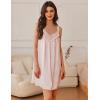 Ekouaer Women’s Satin Silk Nightgown V Neck Sexy Nightdress Tank Sleeveless Sleepshirt Lace Sleep Dress Nightwear S-XXXL(Beige)