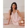 Ekouaer Women’s Satin Silk Nightgown V Neck Sexy Nightdress Tank Sleeveless Sleepshirt Lace Sleep Dress Nightwear S-XXXL(Beige)