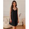 Ekouaer Women’s Satin Silk Nightgown V Neck Sexy Nightdress Tank Sleeveless Sleepshirt Lace Sleep Dress Nightwear S-XXXL(Black)