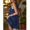 Ekouaer Women’s Satin Silk Nightgown V Neck Sexy Nightdress Tank Sleeveless Sleepshirt Lace Sleep Dress Nightwear S-XXXL(Dark Blue)