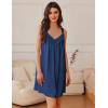 Ekouaer Women’s Satin Silk Nightgown V Neck Sexy Nightdress Tank Sleeveless Sleepshirt Lace Sleep Dress Nightwear S-XXXL(Dark Blue)