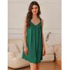 Ekouaer Women’s Satin Silk Nightgown V Neck Sexy Nightdress Tank Sleeveless Sleepshirt Lace Sleep Dress Nightwear S-XXXL(Dark Green)