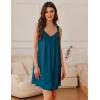 Ekouaer Women’s Satin Silk Nightgown V Neck Sexy Nightdress Tank Sleeveless Sleepshirt Lace Sleep Dress Nightwear S-XXXL(Green Blue)