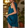 Ekouaer Women’s Satin Silk Nightgown V Neck Sexy Nightdress Tank Sleeveless Sleepshirt Lace Sleep Dress Nightwear S-XXXL(Green Blue)