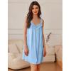 Ekouaer Women’s Satin Silk Nightgown V Neck Sexy Nightdress Tank Sleeveless Sleepshirt Lace Sleep Dress Nightwear S-XXXL(Light Blue)