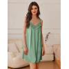 Ekouaer Women’s Satin Silk Nightgown V Neck Sexy Nightdress Tank Sleeveless Sleepshirt Lace Sleep Dress Nightwear S-XXXL(Light Green)