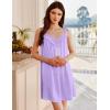 Ekouaer Women’s Satin Silk Nightgown V Neck Sexy Nightdress Tank Sleeveless Sleepshirt Lace Sleep Dress Nightwear S-XXXL(Light Purple)