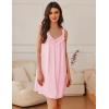 Ekouaer Women’s Satin Silk Nightgown V Neck Sexy Nightdress Tank Sleeveless Sleepshirt Lace Sleep Dress Nightwear S-XXXL(Pink)