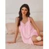Ekouaer Women’s Satin Silk Nightgown V Neck Sexy Nightdress Tank Sleeveless Sleepshirt Lace Sleep Dress Nightwear S-XXXL(Pink)
